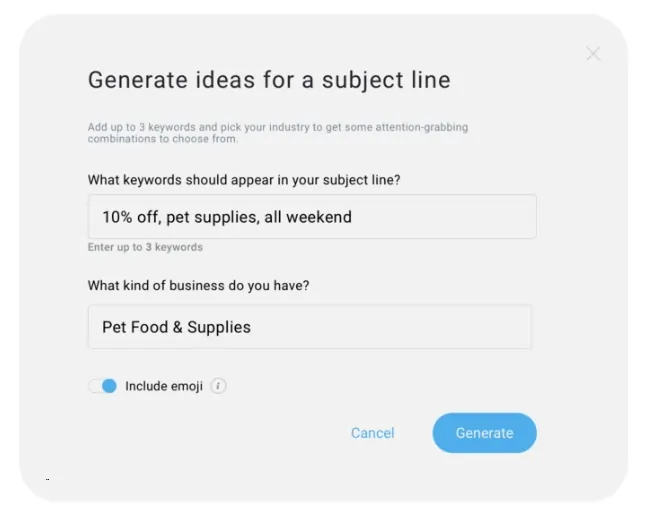 GetResponse feature: AI subject line generator