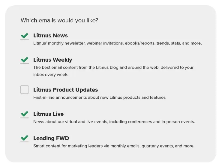 Litmus newsletter preference center