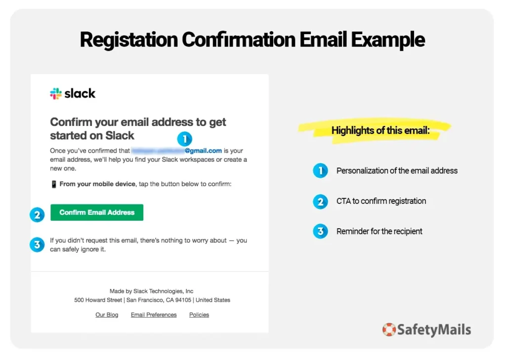 Registration Confirmation Email Example